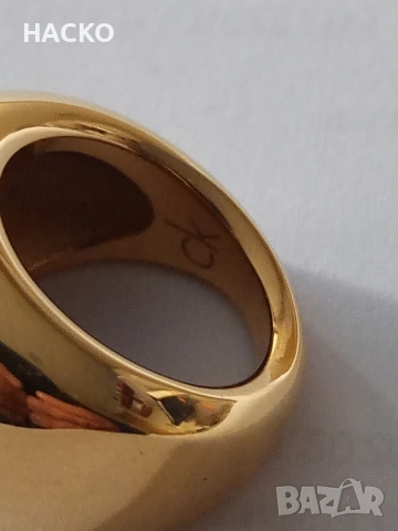 Дамски Mръстен Calvin Klein с Дебело Златно Покритие 23,5 тр. Размер 53. 100% Оригинален., снимка 6 - Пръстени - 53769270