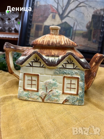 Страхотните английски къщички♥️  Чайник-23/ 15 см с чучур и дръжка Кафява захарница-10.5/8.5 см Жълт, снимка 11 - Други - 53253297
