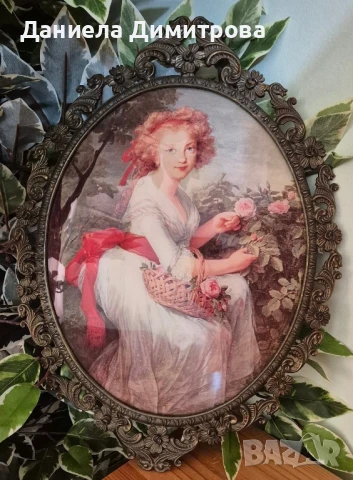 Разкошна рамка/картина от бронз/месинг с изображение на дама, снимка 4 - Други ценни предмети - 51020836
