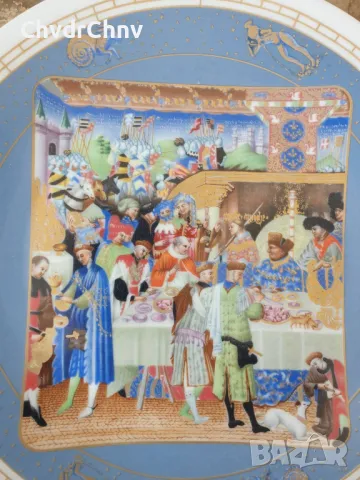 2бр Limoges Janvier-Avril/Лимож френска колекционерска декоративна порцеланова чиния-картина, снимка 2 - Картини - 49376845