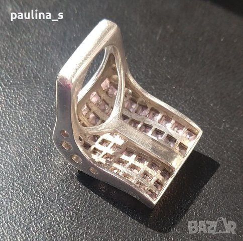 Два различни броя / Винтидж сребърен пръстен с Морганити и Аметисти / проба 925 , снимка 11 - Пръстени - 40455917