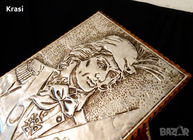 Рицар Тамплиер,посребрено пано,картина от месинг. , снимка 2 - Пана - 34166570