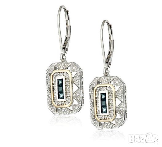 Обеци с циркони и кристали, висящи, позлатени