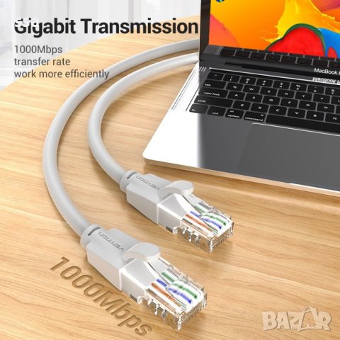 Vention Кабел LAN UTP Cat.6 Patch Cable - 5M Gray - IBEHJ, снимка 17 - Кабели и адаптери - 44231692