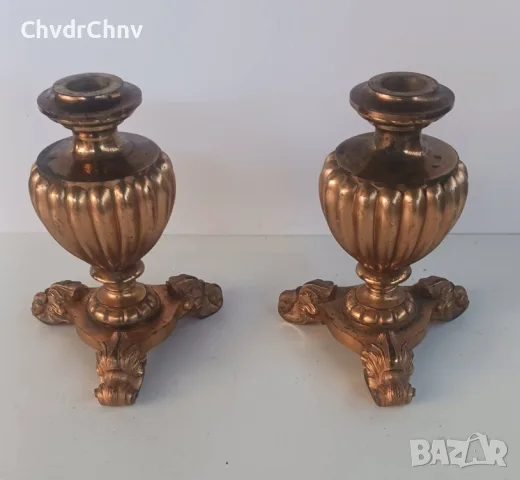 чифт2бр бронзови вази 23см-11кг/Италия 1900те, снимка 2 - Вази - 55841889