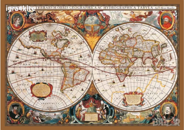 Пъзел 2000 части 17th Century World Map Puzzle , снимка 1 - Игри и пъзели - 36093297