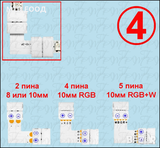 Конектор за лед лента, led, светодиодна, съединител, 3528, 5050, RGBW, снимка 4 - Друга електроника - 44737487