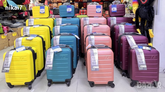 пътнически куфар+разширител 5см 5бр ABS удароустойчив 4 колела 360°, снимка 11 - Куфари - 44793086