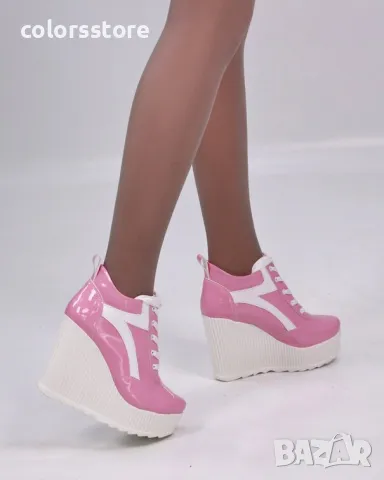 Кецове на платформа - розов лак с бяло ходило - NO4, снимка 2 - Дамски ежедневни обувки - 49909454
