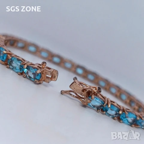 Сребърна тенис гривна с TOPAZ SWISS с фантастична шлифовка, снимка 2 - Гривни - 51264443