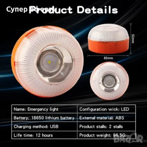 Компактна LED аварийна лампа, снимка 5 - Други - 49547202