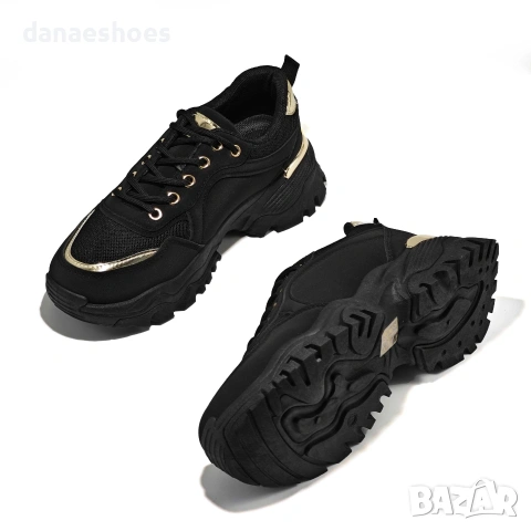 Дамски сникърси с груба подметка в черно , снимка 6 - Маратонки - 53118960