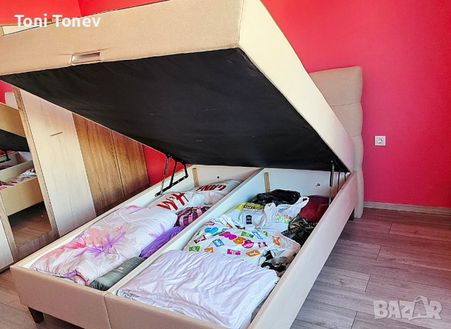 Тапцирана повдигната спалня 160х200 /боксспринг/ с ракла, снимка 6 - Спални и легла - 53828169