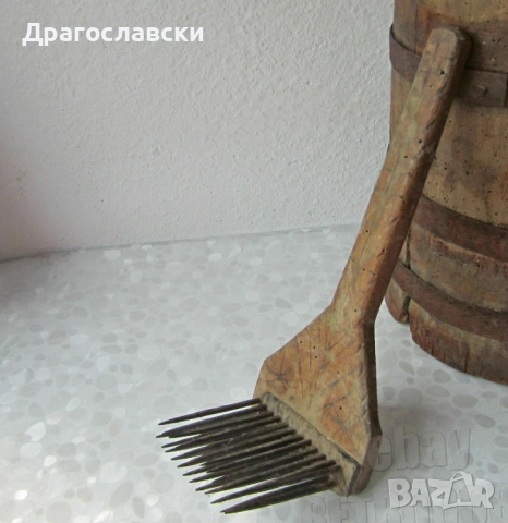 Различни: СТАР битов ДАРАК ЧЕПКАЛО за ВЪЛНА дърво метал, инструмент, мотовилка, мотовилки, битов кът, снимка 18 - Антикварни и старинни предмети - 28877157