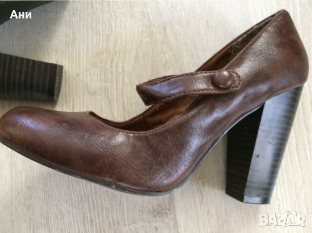 Страхотни кафяви обувки с каишка,естественна кожа №38, снимка 3 - Дамски обувки на ток - 34694268