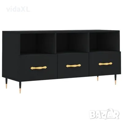 vidaXL ТВ шкаф, черен, 102x36x50 см, инженерно дърво(SKU:829013), снимка 1 - Шкафове - 49302131