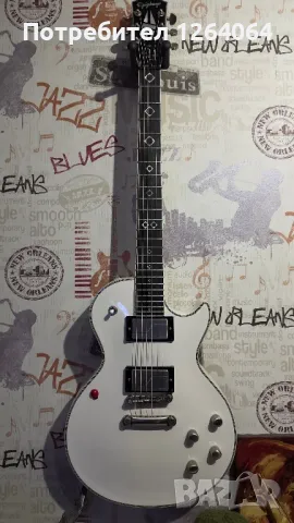 Epiphone Jerry Cantrell Prophecy Les Paul Custom (Fishman Fluence; Incl. Hard Case) AB Bone White, снимка 1