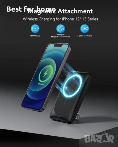 Безжично преносимо зарядно устройство VRURC за iPhone, 10000 mAh Magnetic Power Ban, снимка 4 - Външни батерии - 47467662