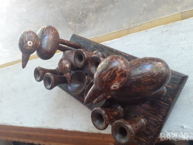 Интересна дървена мастилница с пиленца, снимка 3 - Антикварни и старинни предмети - 42181829