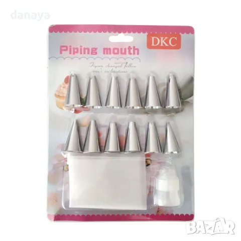 5729 Сладкарски пош с накрайници и адаптор, 14 части