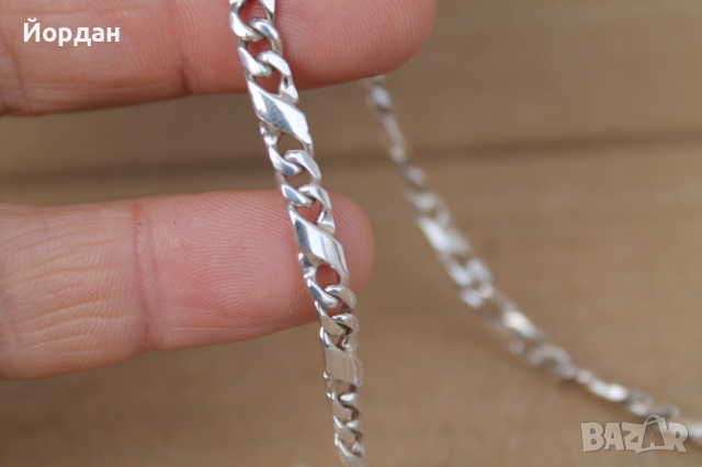 Сребърен ланец , снимка 7 - Колиета, медальони, синджири - 44639081