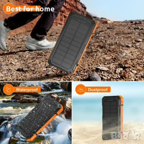 SOLPOWBEN 49800mAh Соларно зарядно за iPhone/Android, 22.5W бързо зареждаща се соларна батерия, снимка 4 - Външни батерии - 55847424