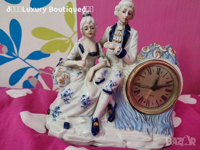 Старинен часовник момче и момиче с съвременен механизъм, снимка 3 - Антикварни и старинни предмети - 34162986