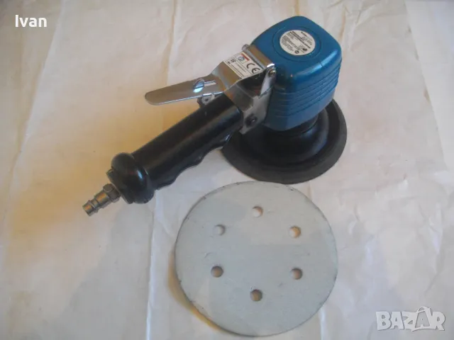 АВСТРИЙСКИ Оригинален ф150мм Пневматичен Ротационен Кръгъл ЕКСЦЕНТЪР ВИБРОШЛАЙФ WORKZONE Като нов , снимка 14 - Други инструменти - 47602957