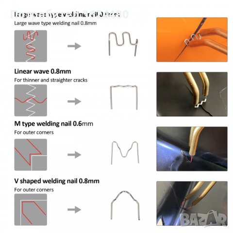 Скоби за лепене на пластмаса - комплект 100 броя, снимка 4 - Други инструменти - 41606415