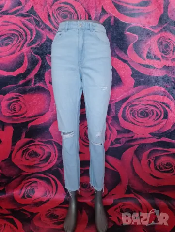 H&M Светло сини дънки с висока талия, голи глезени и цепки на коленете С , снимка 1