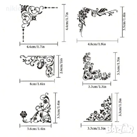 винтидж ъгли ъгъл силиконов гумен печат декор украса бисквитки фондан Scrapbooking, снимка 2 - Други - 48015575