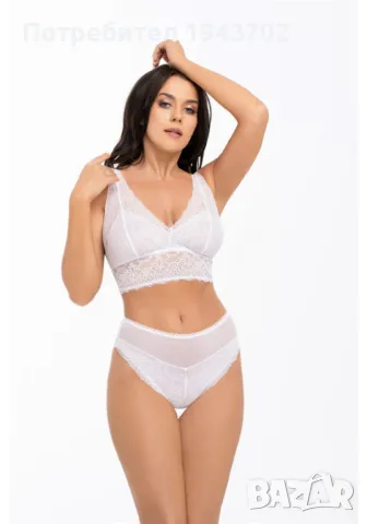 Дантелени бикини с висока талия в бял цвят BBL168, снимка 1