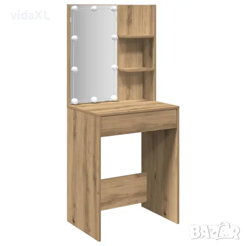 vidaXL Тоалетка с LED, дъб артизан, 60x40x140 см