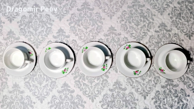 	Изискан винтидж сервиз за чай/кафе бял порцелан с нежни рози (5 сета), снимка 2 - Чаши - 53843164