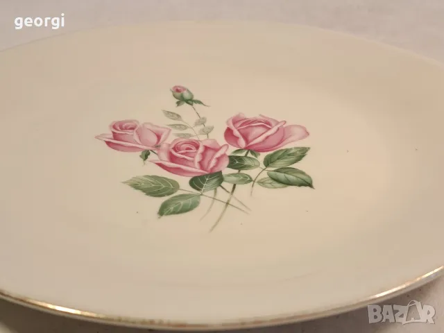 плитко немско порцеланово плато с рози 18/5, снимка 2 - Сервизи - 49260465