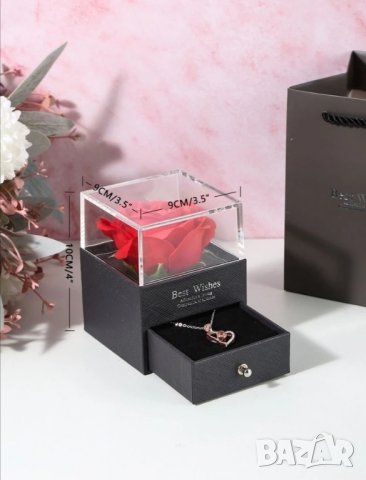 Луксозна кутия с роза и колие с прожекция за подарък , снимка 2 - Други - 41736883