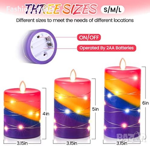 Нов комплект 3 броя безпламъчни LED свещи с дистанционно таймер декорация, снимка 2 - Декорация за дома - 40764081