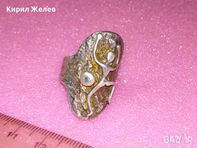 МАРКОВ ФИГУРАЛЕН СРЕБЪРЕН ПРЪСТЕН СРЕБРО 925 БИЖУ ХУДОЖЕСТВЕНА МАЙСТОРСКА РЪЧНА АРТ ИЗРАБОТКА 41956, снимка 6 - Пръстени - 44390901