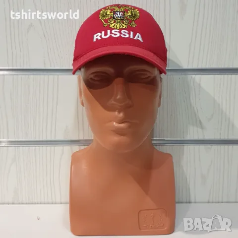 Нова шапка с козирка Русия, с Герб в червен цвят, снимка 6 - Шапки - 47494537