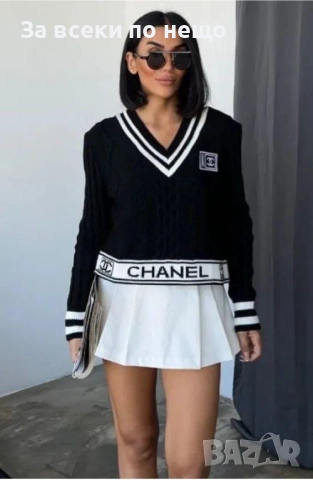 Chanel Дамски Пуловер С Остро Деколте - 2 Цвята Код S405, снимка 5 - Блузи с дълъг ръкав и пуловери - 52730162