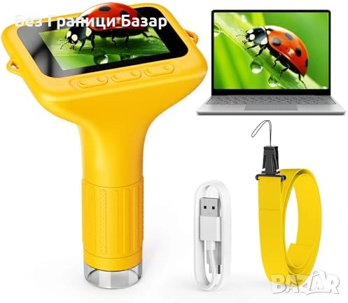 Нов Портативен микроскоп за деца 1080P, USB, STEM играчка 5+ идеален подарък, снимка 7 - Образователни игри - 51688738