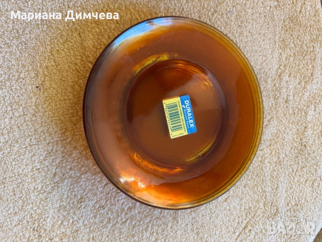 Комплект 6 броя чинии Duralex – кехлибарен цвят – чисто нови, снимка 3 - Сервизи - 53686740