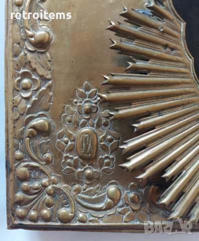 19 Век! Руска икона на Света Евхаристията в Бронзов Обков, снимка 9 - Антикварни и старинни предмети - 39707564