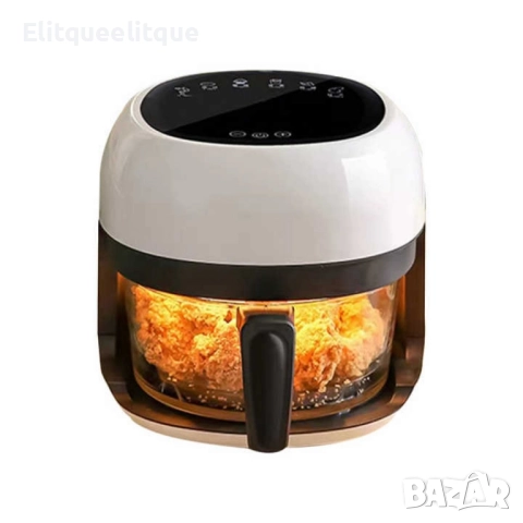 Интелигентен въздушен фритюрник 6 литра с прозрачен визуален прозорец – Здравословно готвене , снимка 6 - Друга електроника - 52284156