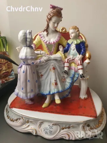 Барокова статуетка 36см-8кг/голяма стара немска порцеланова фигура-композиция/майка с деца