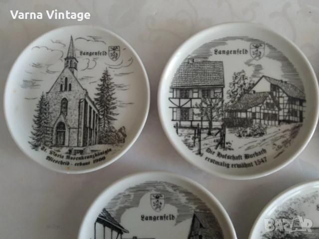 Комплект от пет малки колекционерски чинийки Лангерфелд.  Германия., снимка 2 - Колекции - 50703300