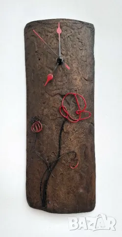 АРТ Стенен Часовник Старо дърво и Метално Цвете МАК