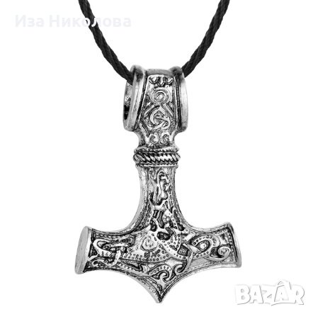 Викингски медальон с руни, слънце и чукът на Тор, снимка 5 - Колиета, медальони, синджири - 40541774