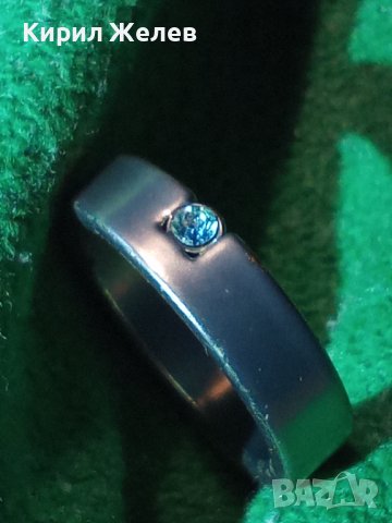МОДЕН ТИТАНИЕВ ПРЪСТЕН НЕРЪЖДАЕМ с ЮВЕЛИРНО ФАСЕТИРАН СИН ЦИРКОНИЙ 22481, снимка 9 - Пръстени - 33423139