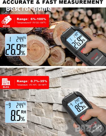 Цифров влагомер QLUUE ММ1, снимка 2 - Измервателни инструменти - 39645486